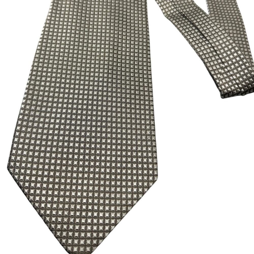 Banana Republic Necktie Woven Silk Geometric Taupe Bronze